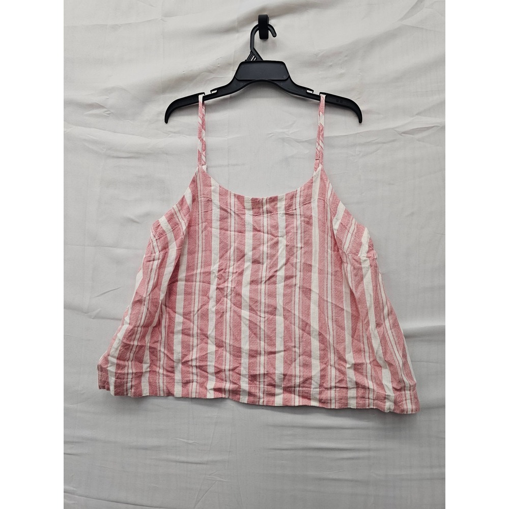 A New Day Womens Striped Cami Top Red Linen Blend Casual Size XL